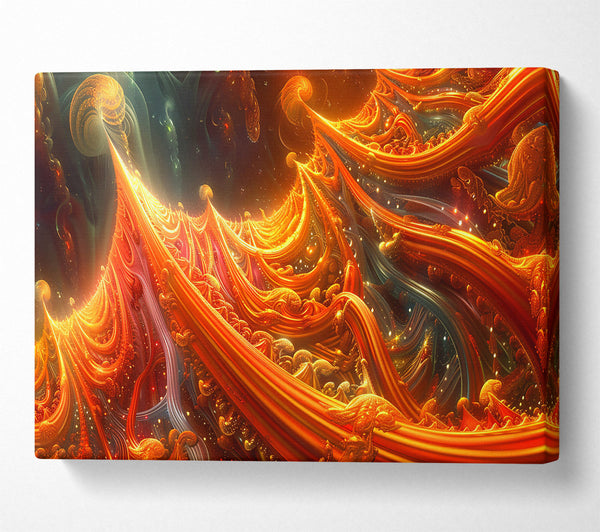  A Canvas Print of Golden Fractal Cascade Canvas Art