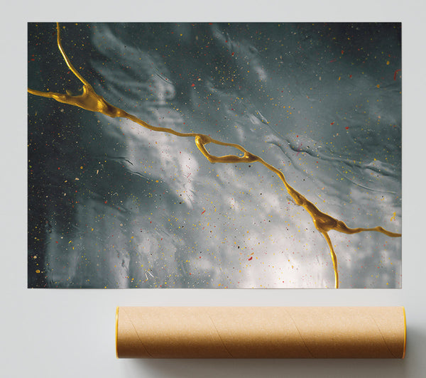 Gray Sky Gold Stream Print