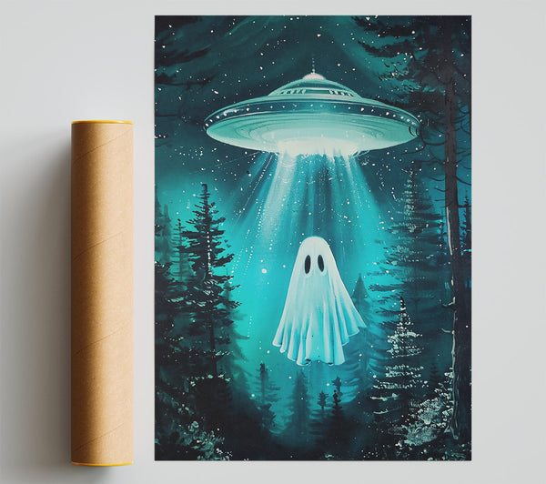 Teal Forest Abduction Poster
