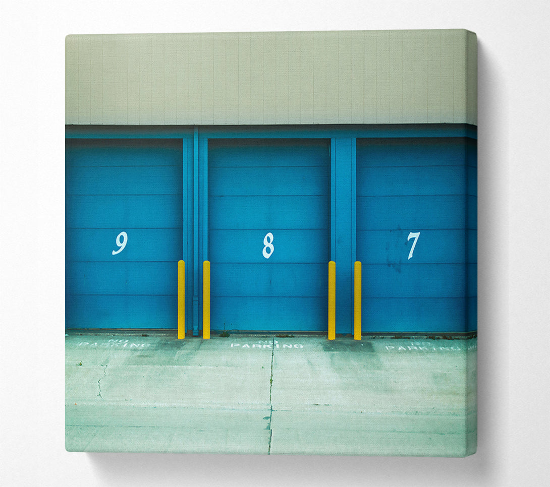  A Canvas Print of Blue Garage Doors Canvas Art