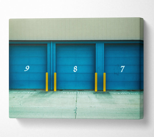  A Canvas Print of Blue Garage Doors Canvas Art