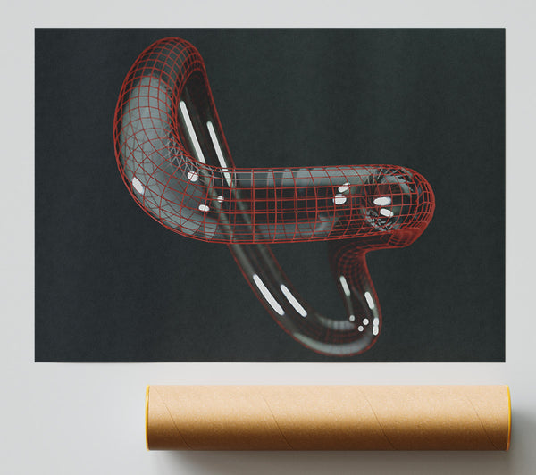 Crimson Wireframe Loop Giclee Print