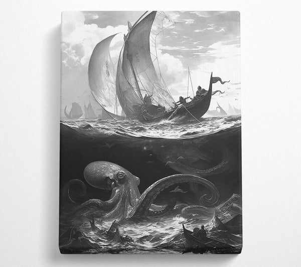  A Canvas Print of Black Kraken'S Shadow Canvas Wall Art
