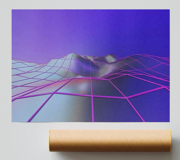 Purple Wireframe Landscape Poster