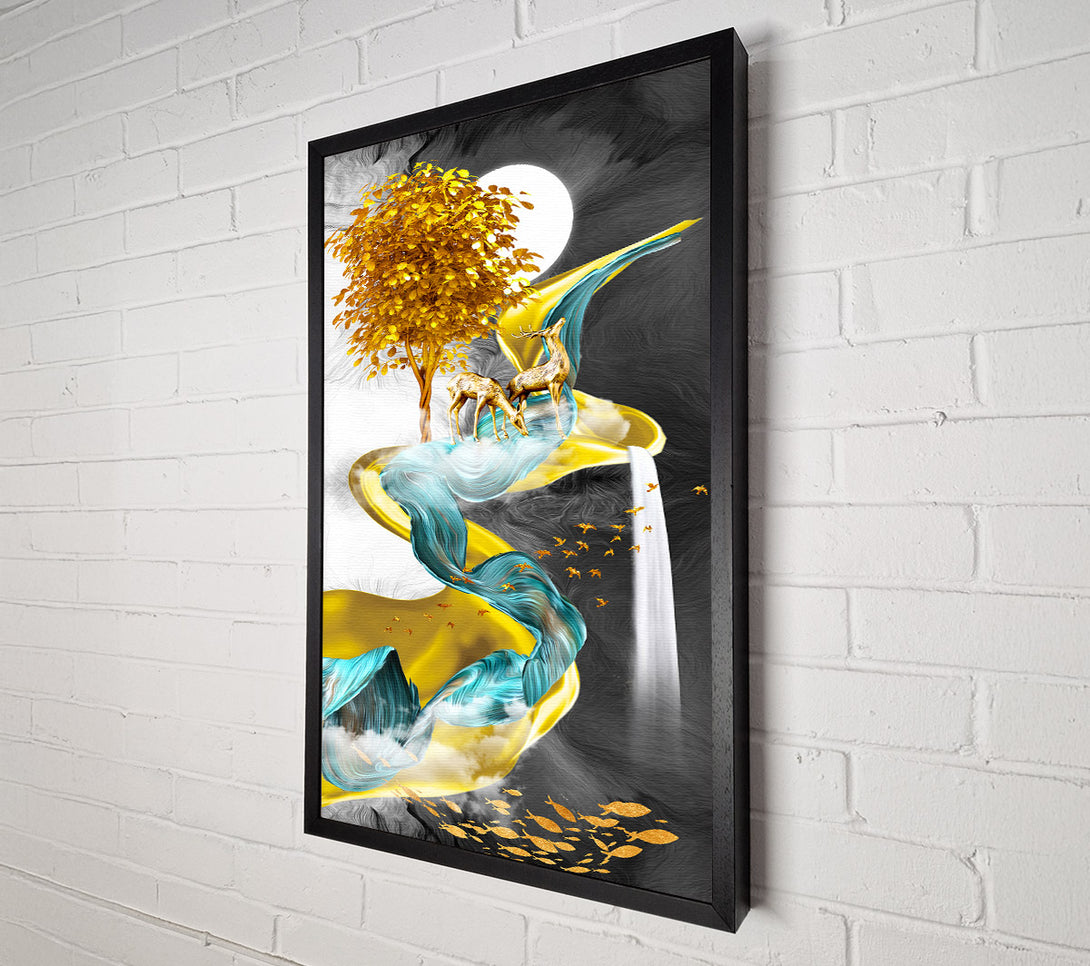  A Canvas Print of Deer Waterfall Canvas Print