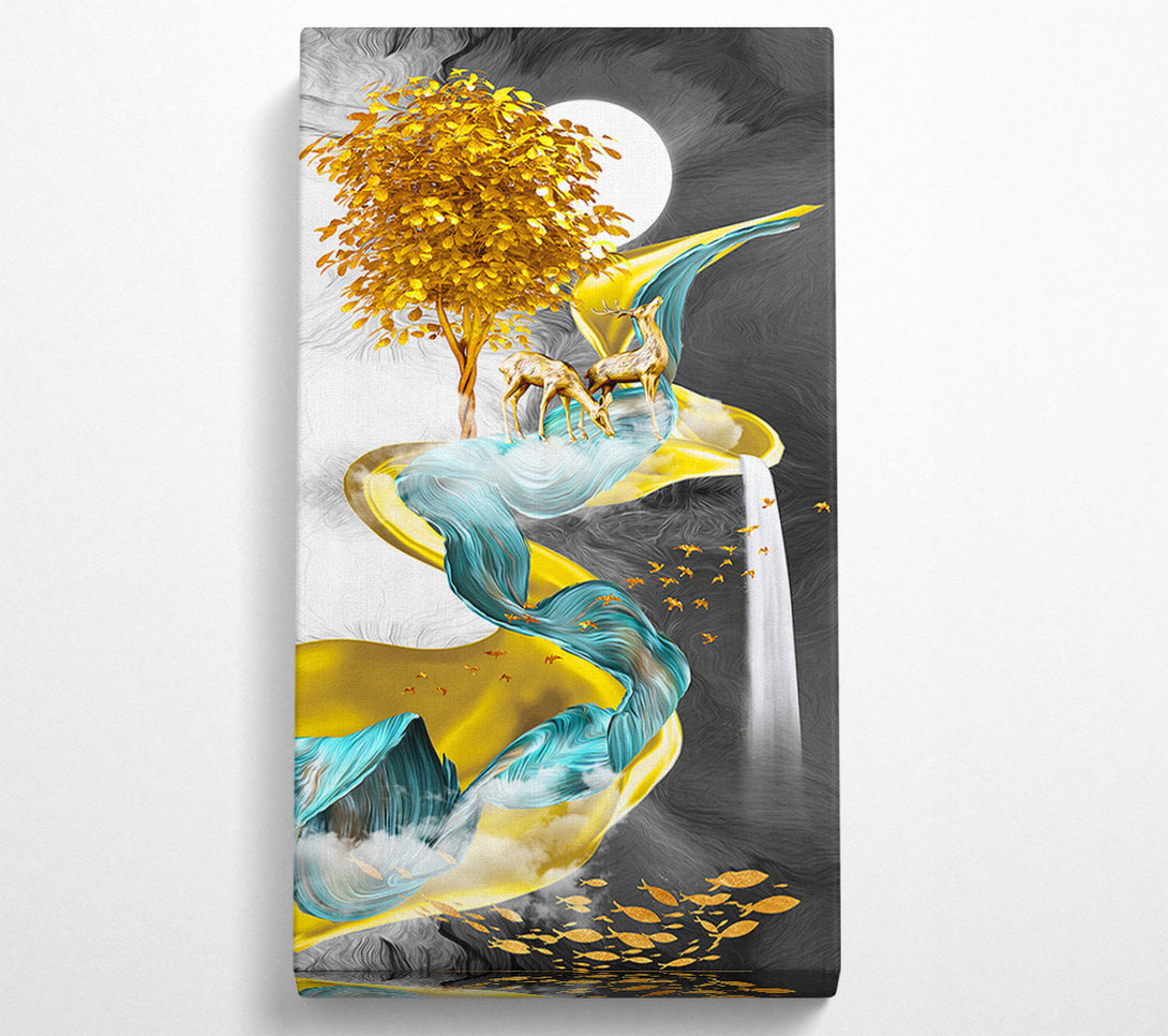  A Canvas Print of Deer Waterfall Canvas Print