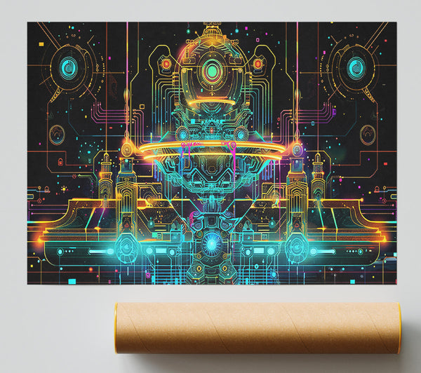 Neon Circuitscape Giclee Print