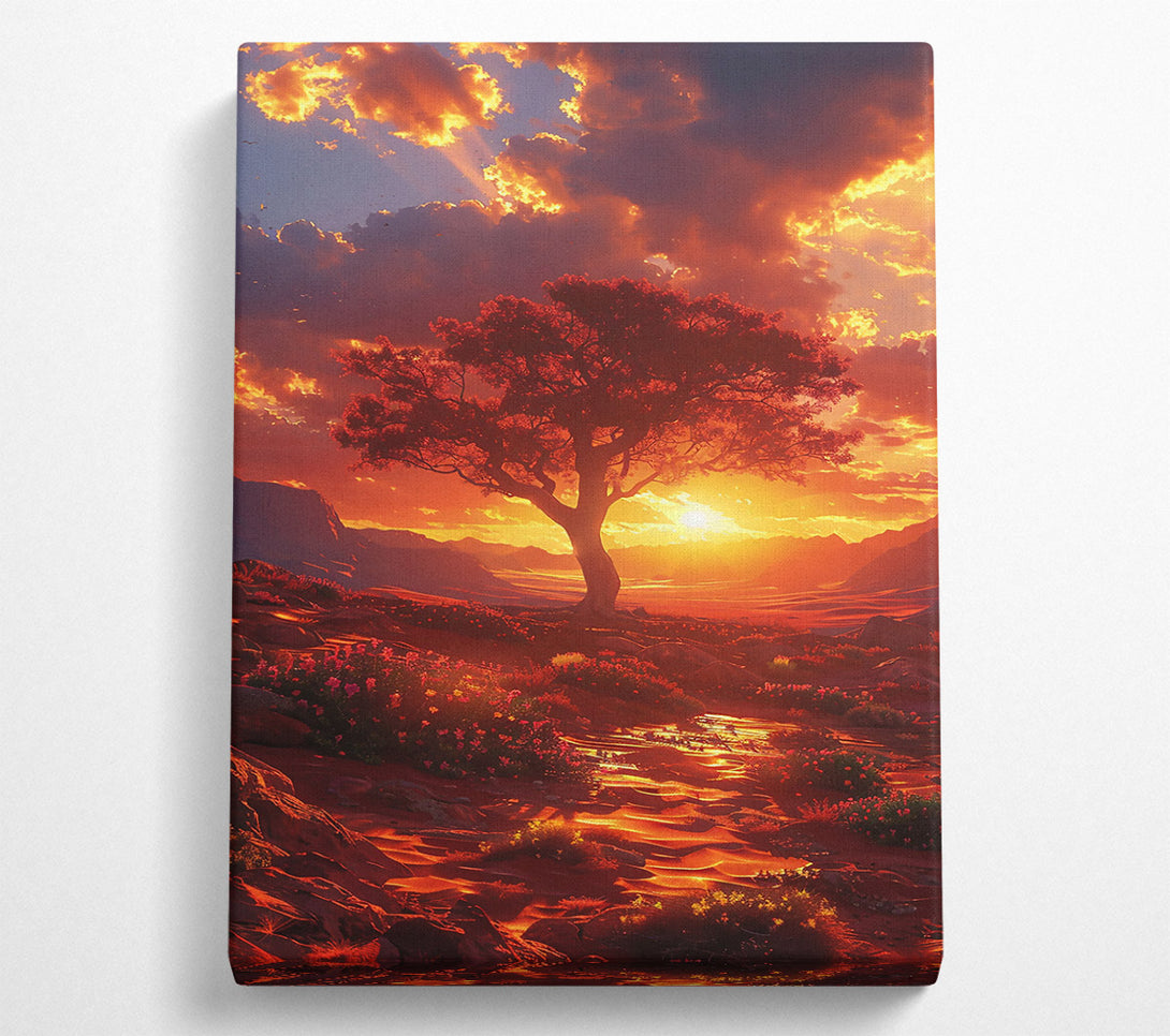  A Canvas Print of Golden Hour Silhouette Canvas Wall Art