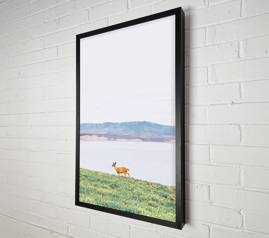  A Canvas Print of Deer With Lake Landscape Canvas Wall Art