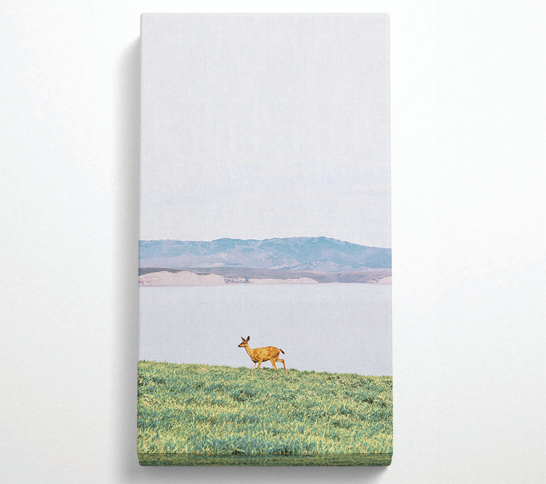  A Canvas Print of Deer With Lake Landscape Canvas Wall Art