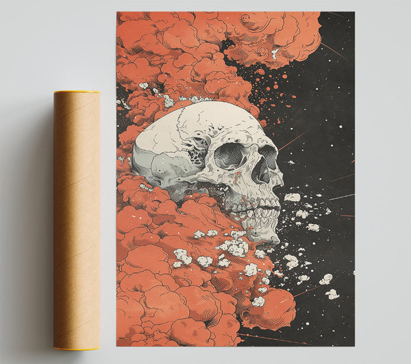 Crimson Skull Cloud Print