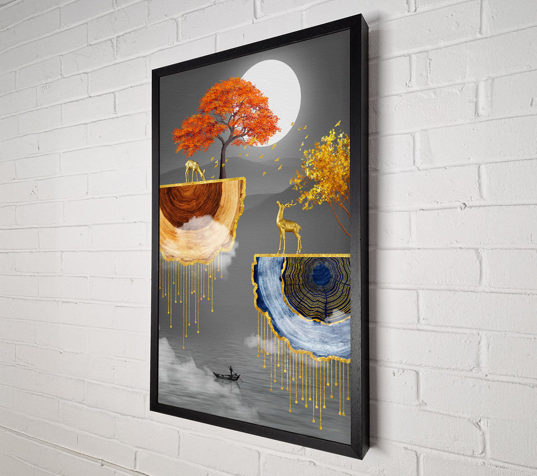  A Canvas Print of Deers On Platforms Canvas Print