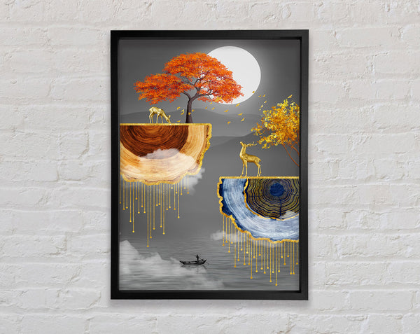 Deers On Platforms Framed Print