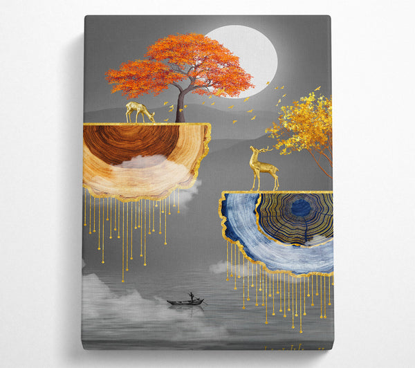  A Canvas Print of Deers On Platforms Canvas Print