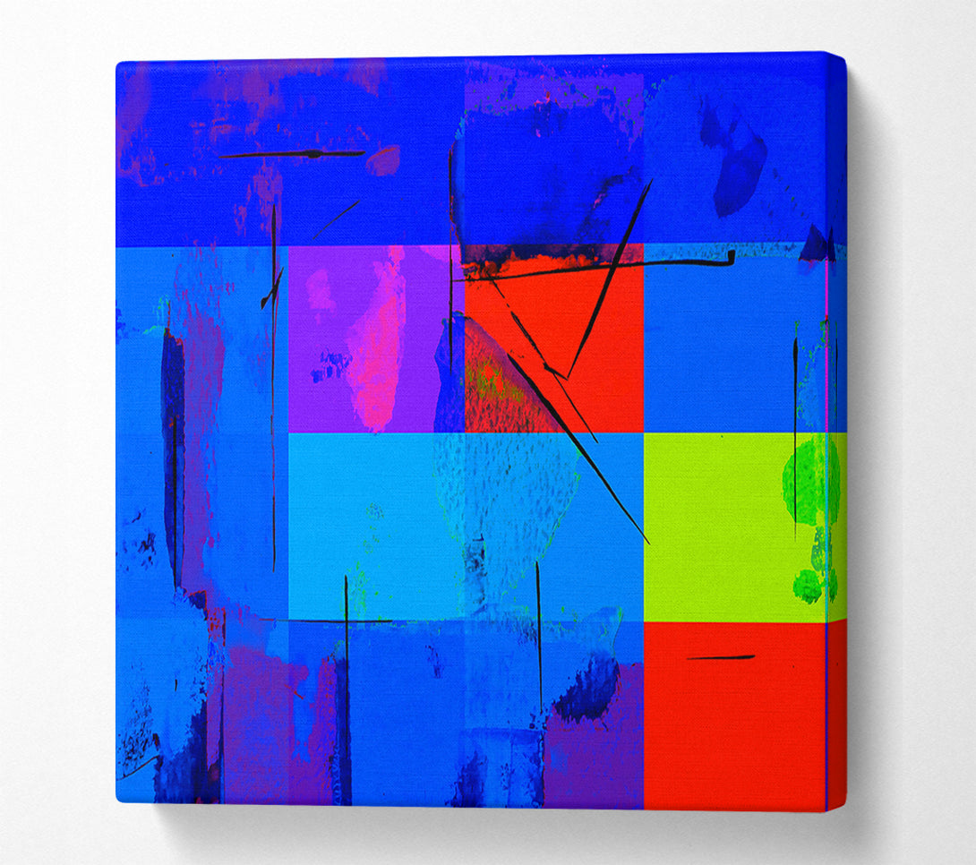  A Canvas Print of Blue Lines And Splatter Canvas Wall Art