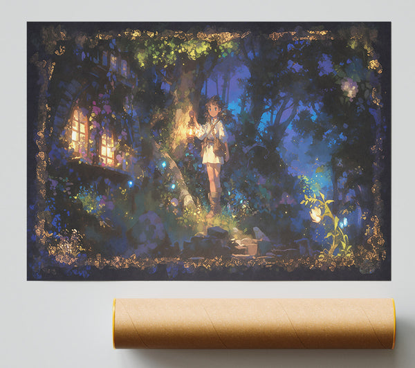Blue Light In The Woods Print
