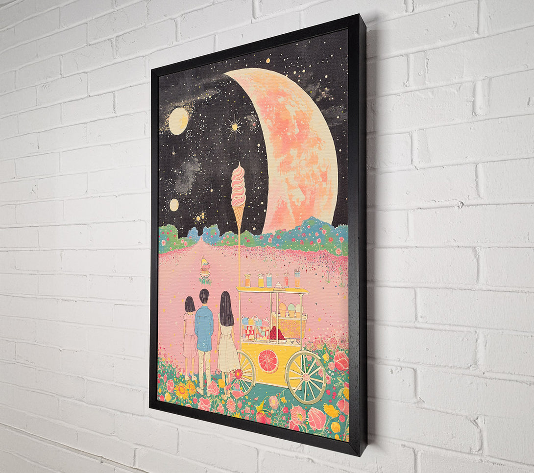  A Canvas Print of Pink Moon Ice Cream Canvas Wall Art