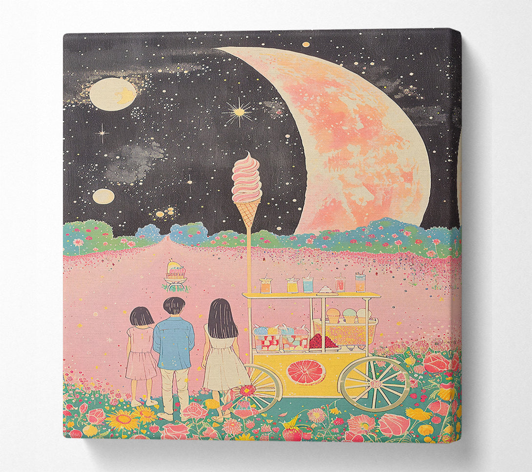  A Canvas Print of Pink Moon Ice Cream Canvas Wall Art