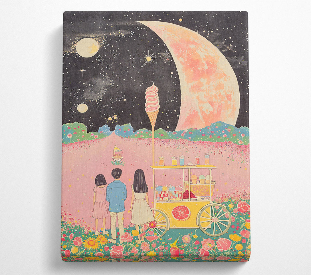  A Canvas Print of Pink Moon Ice Cream Canvas Wall Art