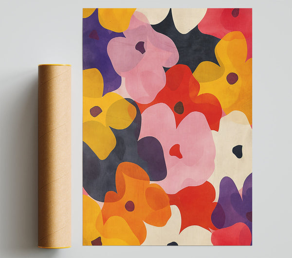 Orange Abstract Blooms Giclee Print