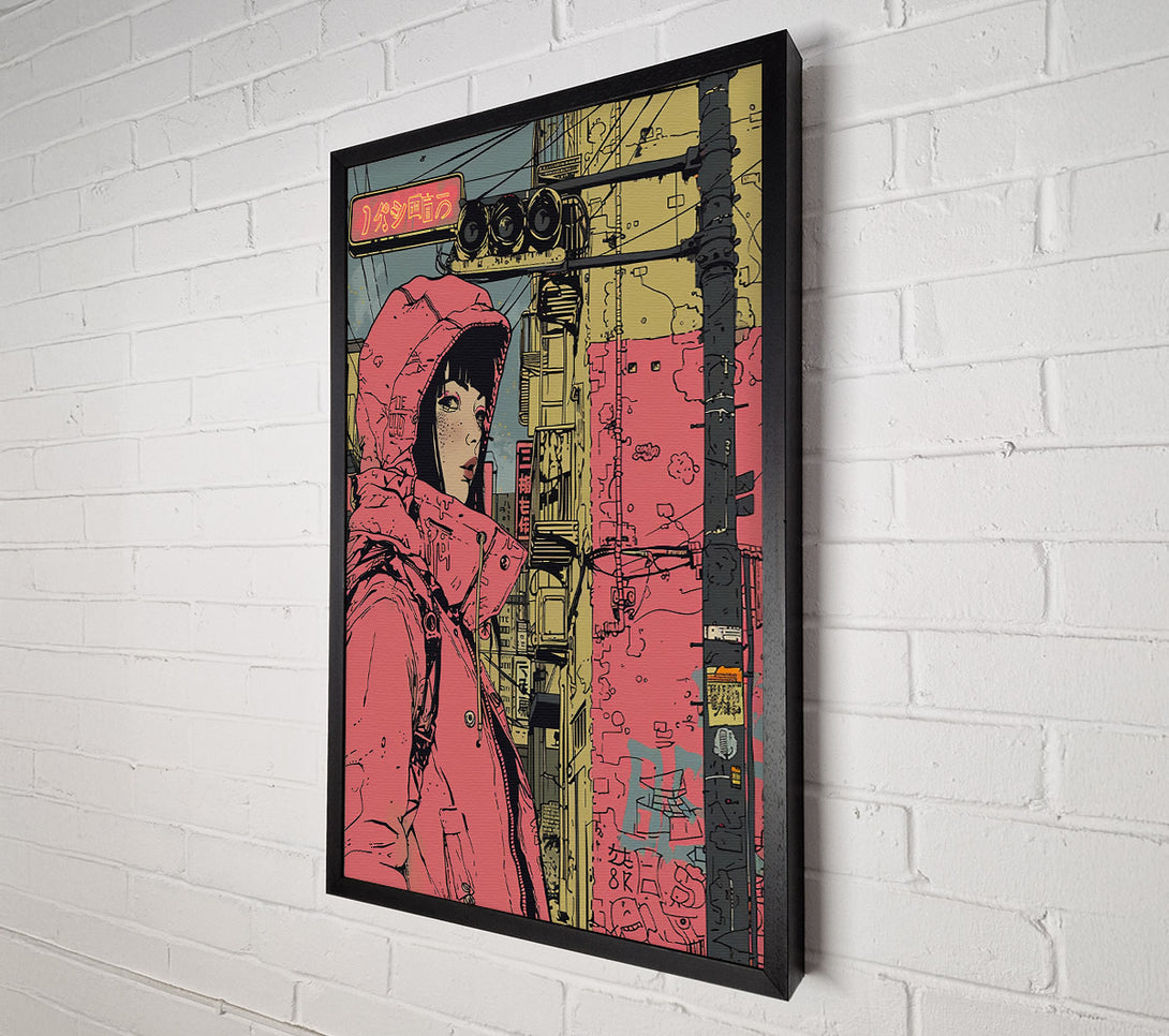  A Canvas Print of Crimson Cityscape Stroll Canvas Art