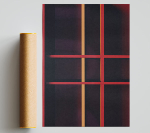 Crimson Grid Lines Giclee Print