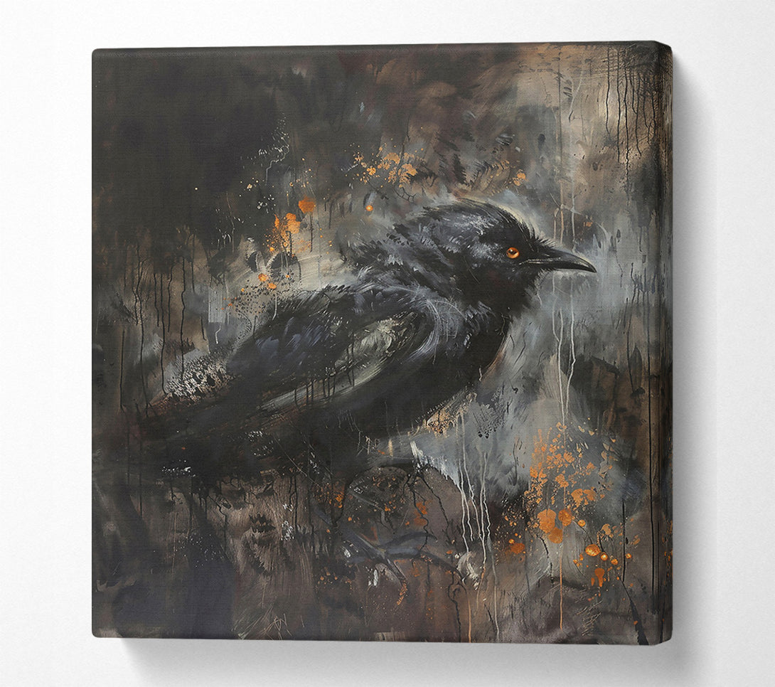  A Canvas Print of Black Raven In Gold Canvas Print