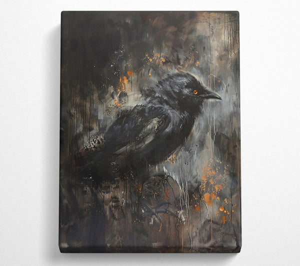  A Canvas Print of Black Raven In Gold Canvas Print