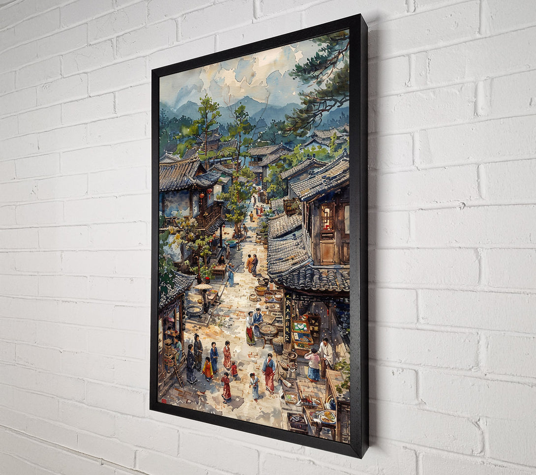  A Canvas Print of Blue Hues Of A Market Town Canvas Art