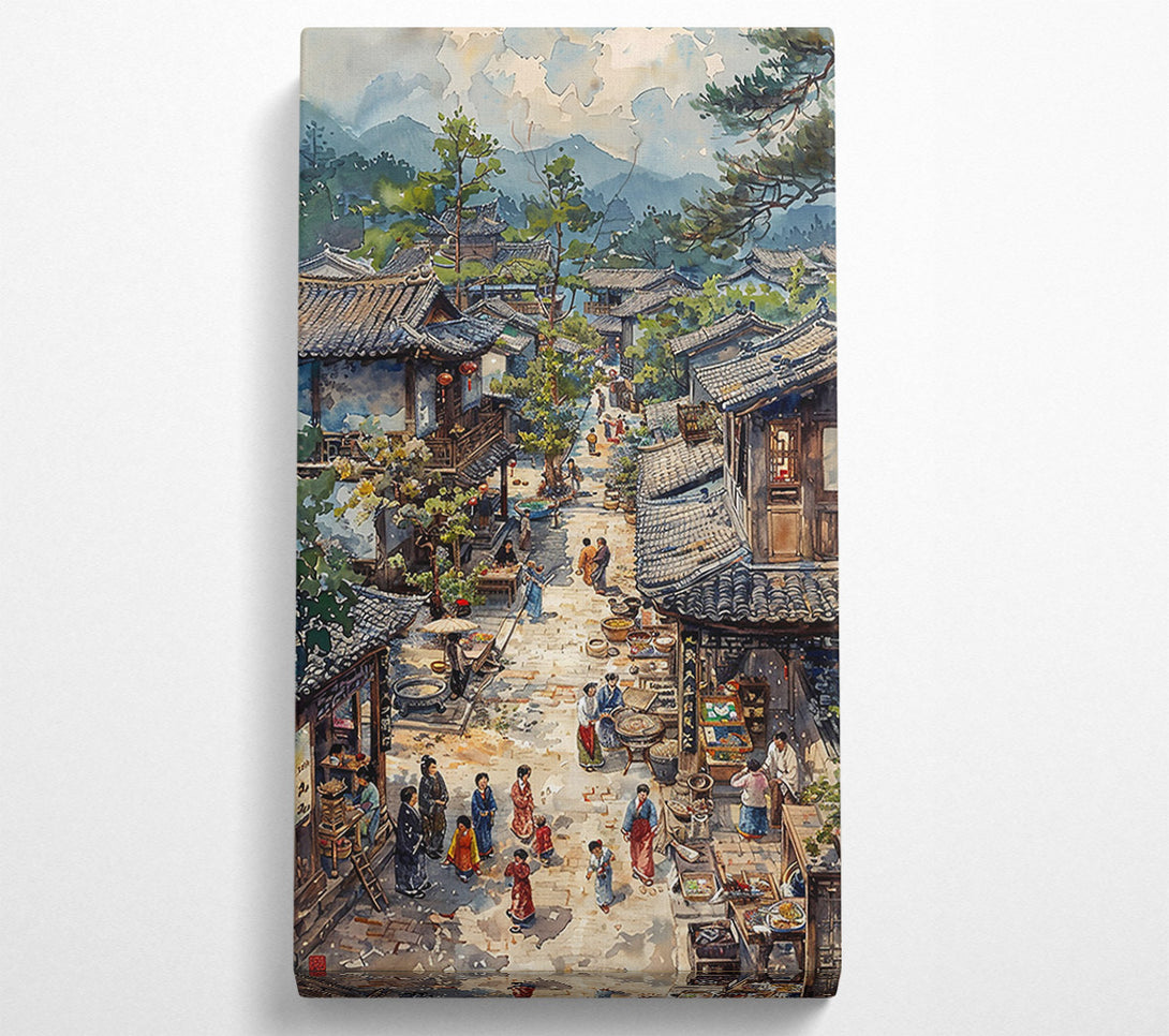  A Canvas Print of Blue Hues Of A Market Town Canvas Art