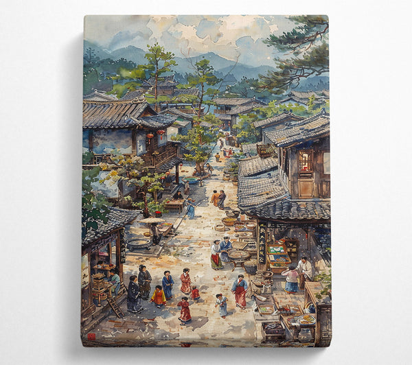  A Canvas Print of Blue Hues Of A Market Town Canvas Art