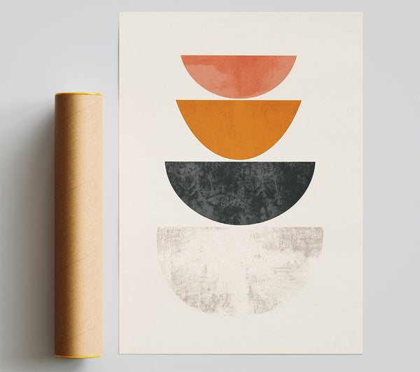 Orange And Black Halves Print
