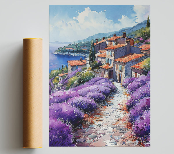 Purple Lavender Coastline Print