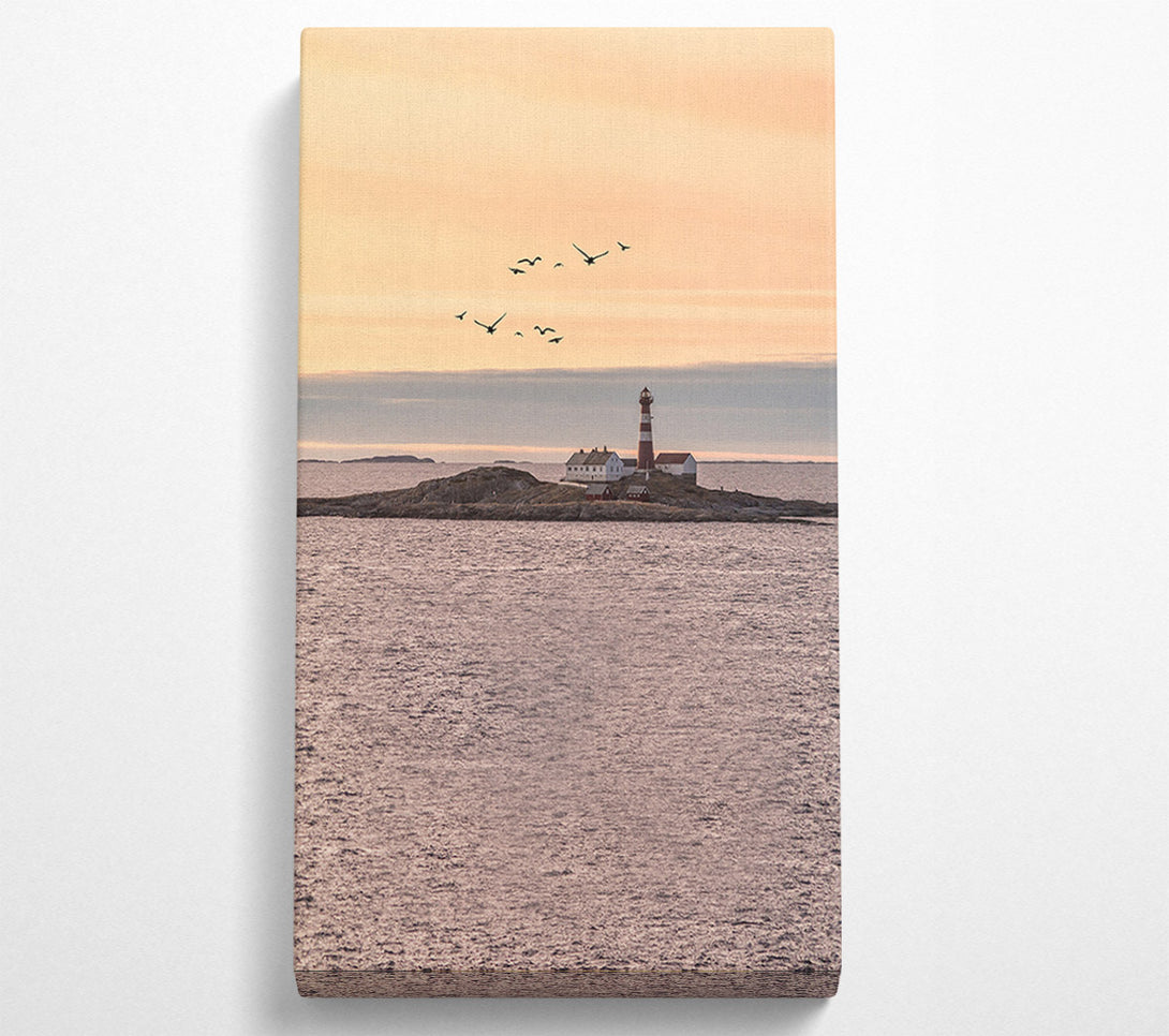  A Canvas Print of Distant Lighthouse With Birds Flying Canvas Art
