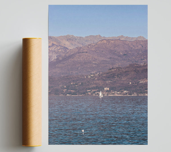 Blue Sailboat Serenity Poster