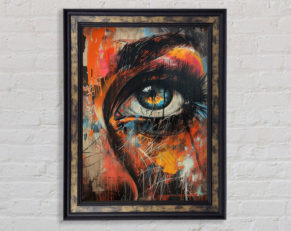 Distressed Eye Graffiti Framed Print