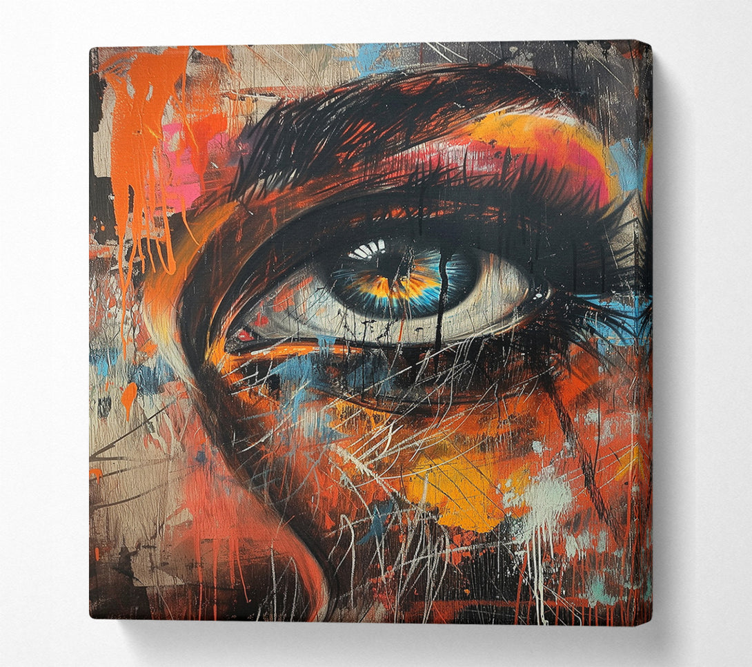  A Canvas Print of Distressed Eye Graffiti Canvas Art