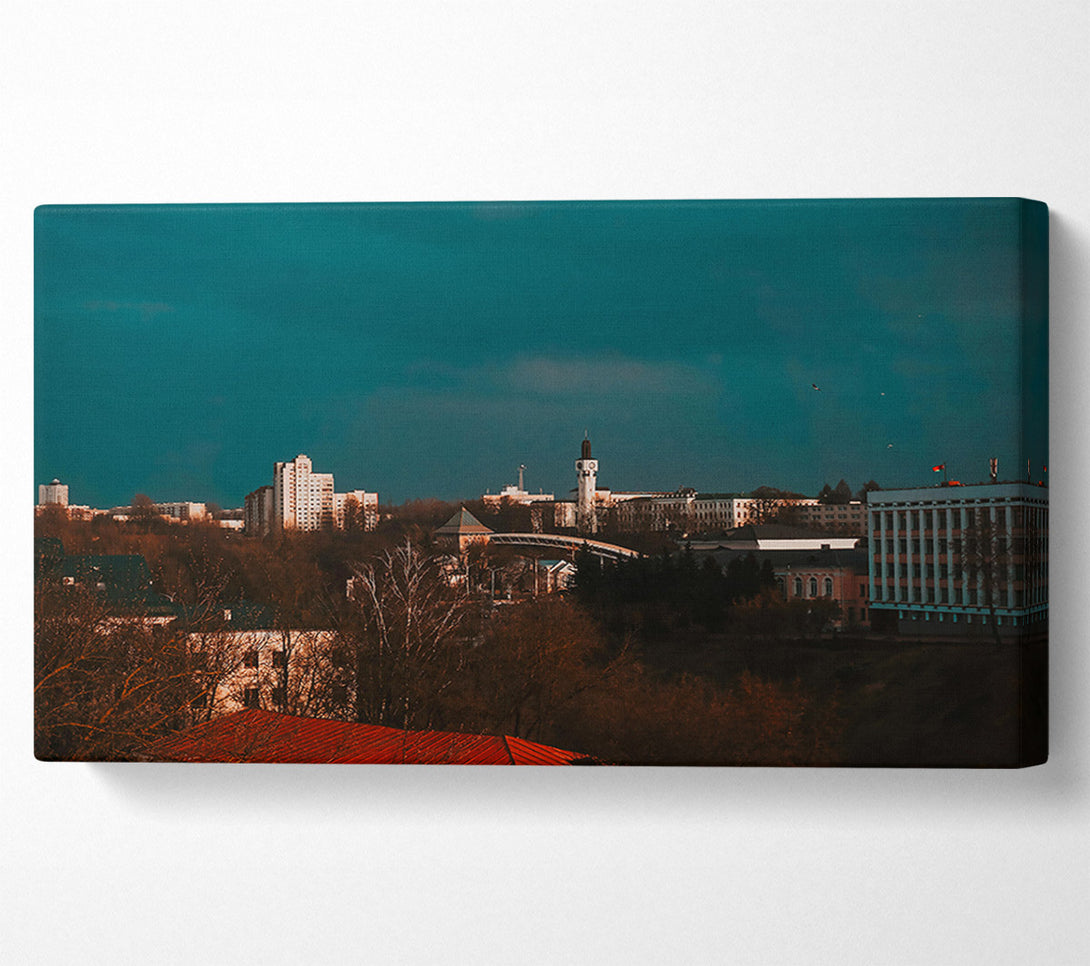  A Canvas Print of Teal City Skyline Canvas Print