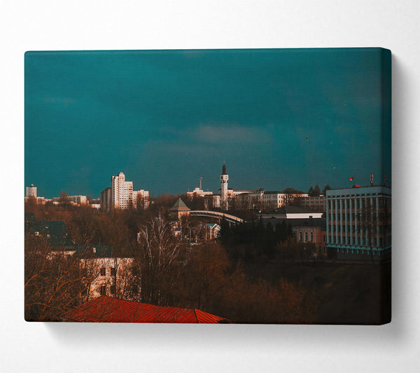  A Canvas Print of Teal City Skyline Canvas Print