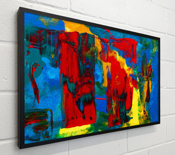 Red Strokes On Blue Canvas