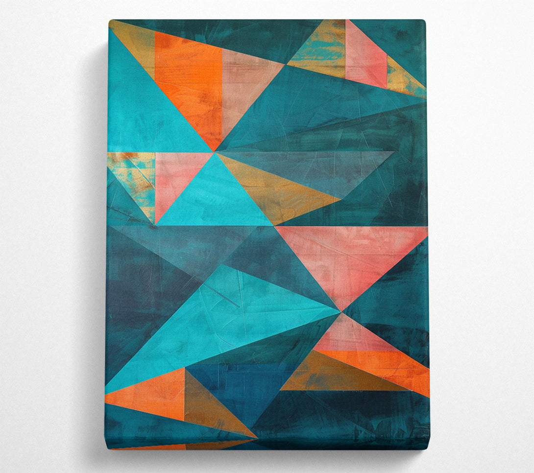  A Canvas Print of Teal Geometric Abstract Canvas Art