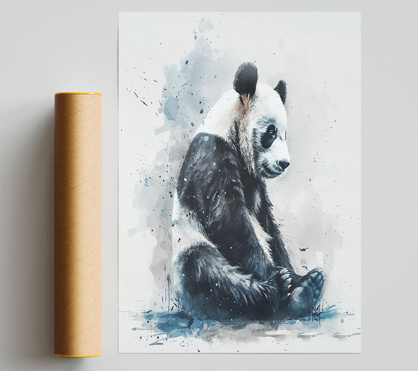Blue Panda Reflection Giclee Print