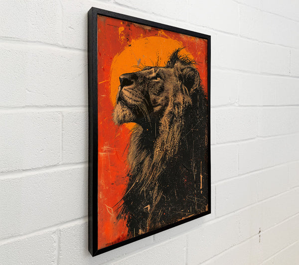 Distressed Graffiti Lion Looking Up