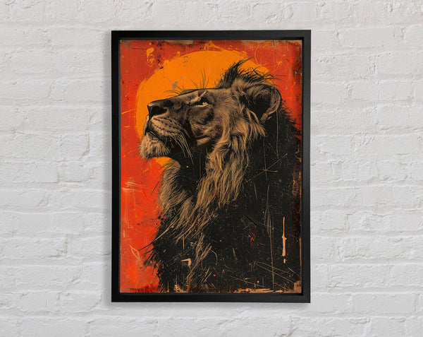 Distressed Graffiti Lion Looking Up Framed Print
