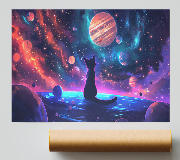 Cosmic Cat Dreamscape Poster