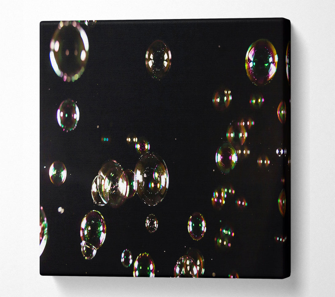  A Canvas Print of Rainbow Bubbles On Black Canvas Wall Art