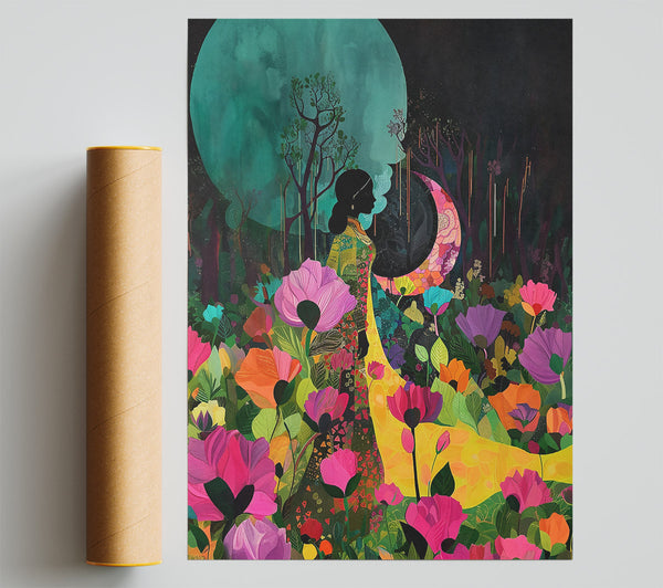 Yellow Moon Garden Poster