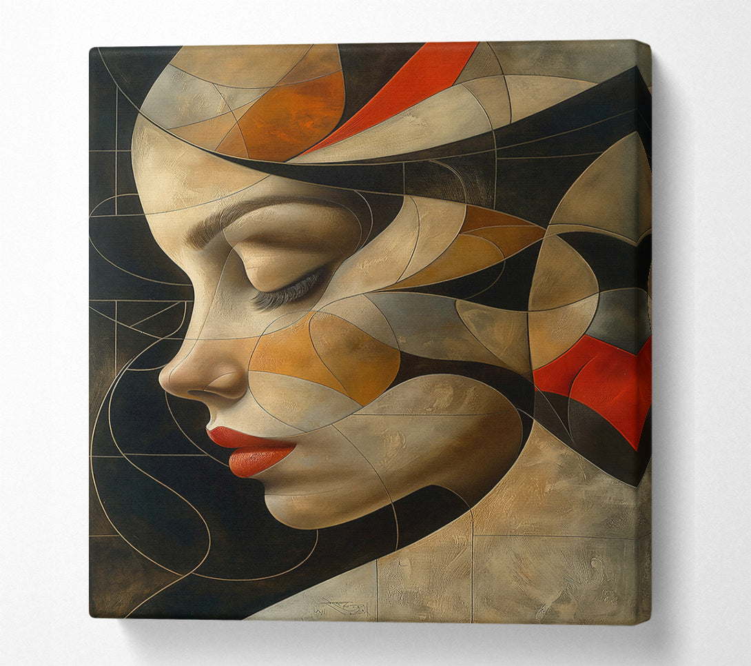  A Canvas Print of Crimson Geometric Dream Canvas Print