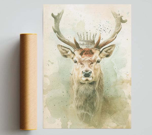 Green Crowned Stag Poster