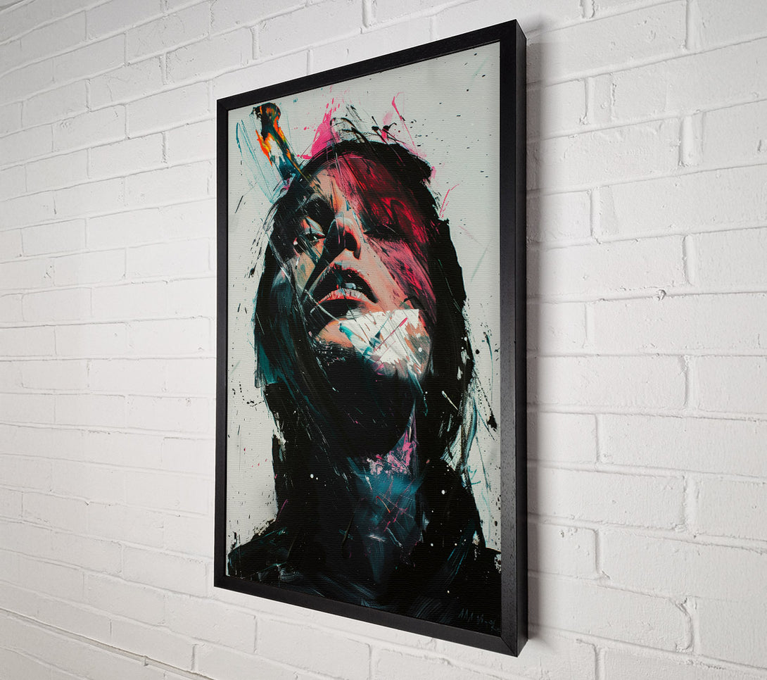  A Canvas Print of Distressed Woman Graffiti Canvas Wall Art